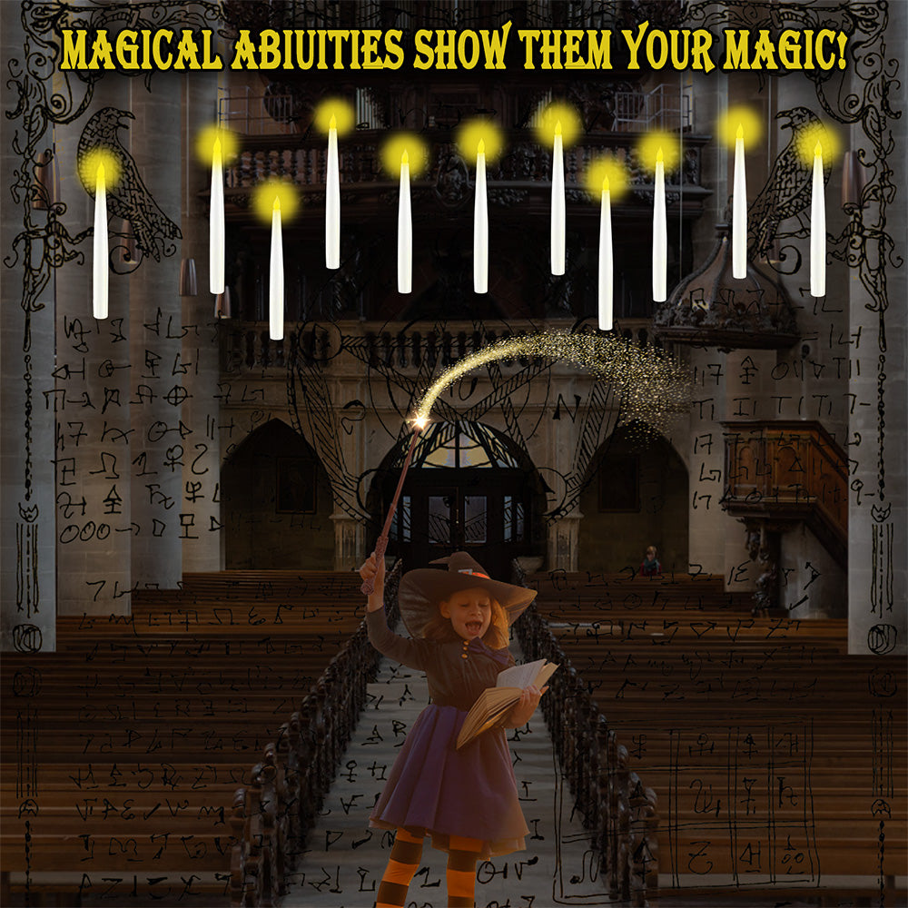 Floating Candles with Wand 12 PCs Magic Hanging Candles Flickering Warm Light Flameless Floating LED Candle Halloween Decoration Floating Candles with Wand 12 PCs Magic Hanging Candles Flickering Warm Light Flameless Floating LED Candle Halloween Decoration